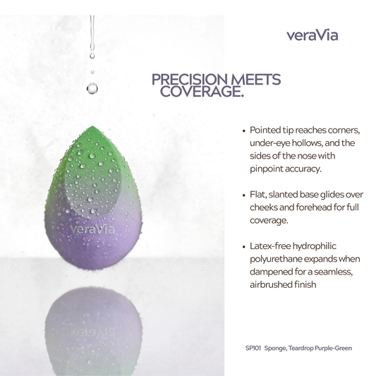 Hydrophilic Makeup Sponge | Teardrop-slanted, Purple-Green