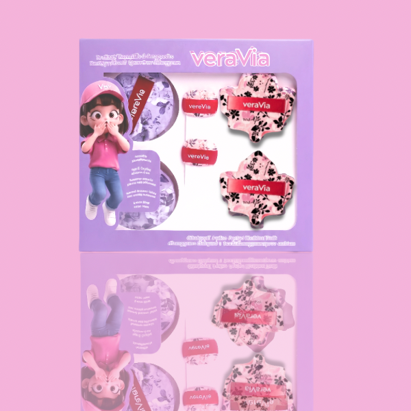 veraVia Stardust Rubycell Powder Puff Set - 6 Pcs Makeup Sponge Kit