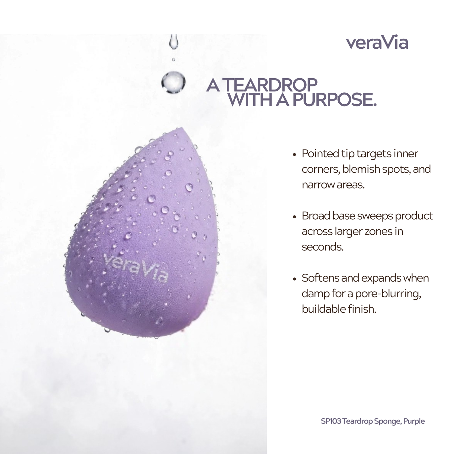 Hydrophilic Makeup Sponge | Teardrop, Purple