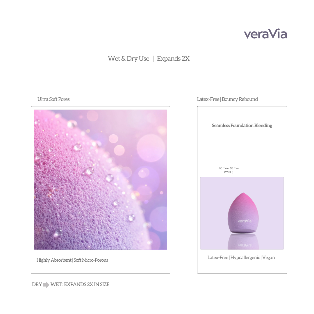 Hydrophilic Makeup Sponge | Olive Slanted, Purple Pink