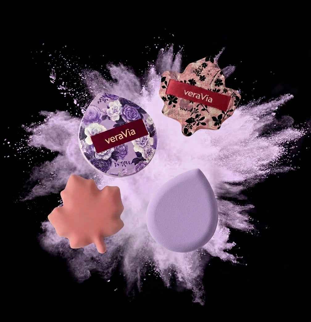 veraVia Stardust Rubycell Powder Puff Duo - 2 Pcs Makeup Sponge Set