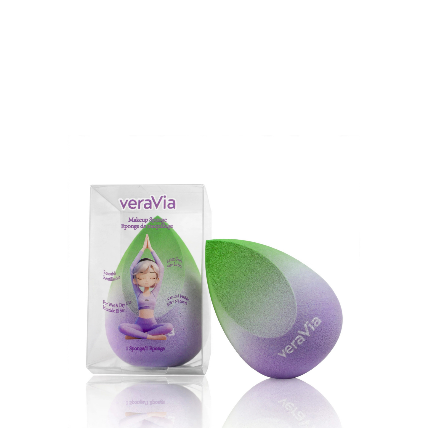Hydrophilic Makeup Sponge | Teardrop-slanted, Purple-Green