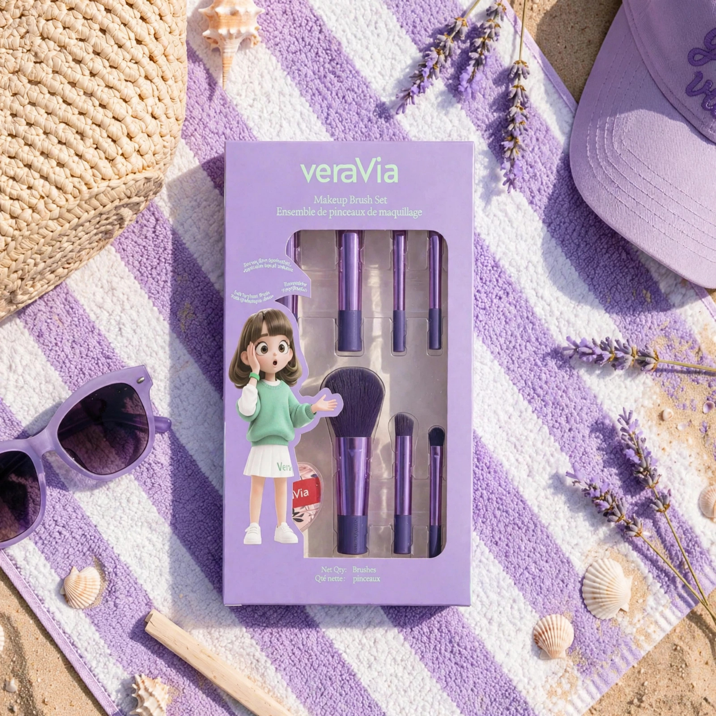 Travel Glow Vegan Brush Set  + Mini Puff(8pc)