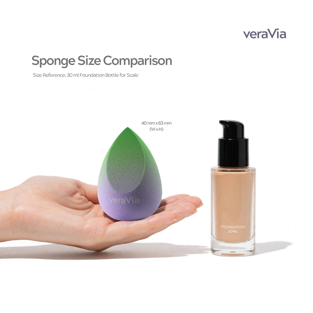 Hydrophilic Makeup Sponge | Teardrop-slanted, Purple-Green