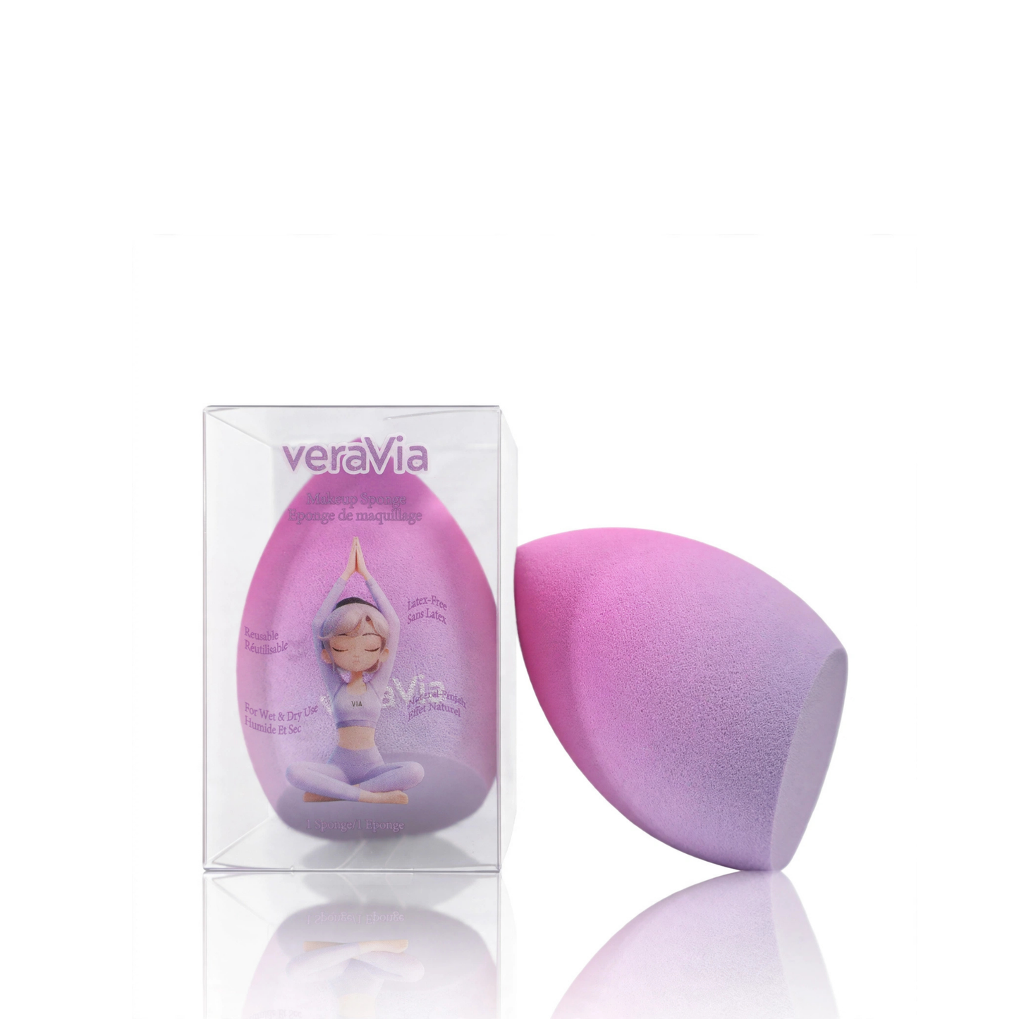 Hydrophilic Makeup Sponge | Olive Slanted, Purple Pink