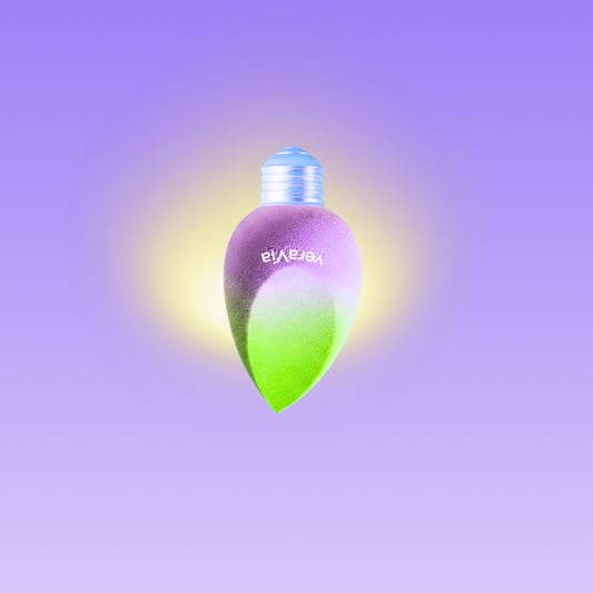 creative cosmetics art of veraVia gradient beauty blender styled as a glowing electric light bulb
