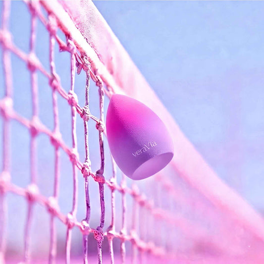 veraVia Purple Pink Gradient Olive Sponge - Slanted Beauty Blender