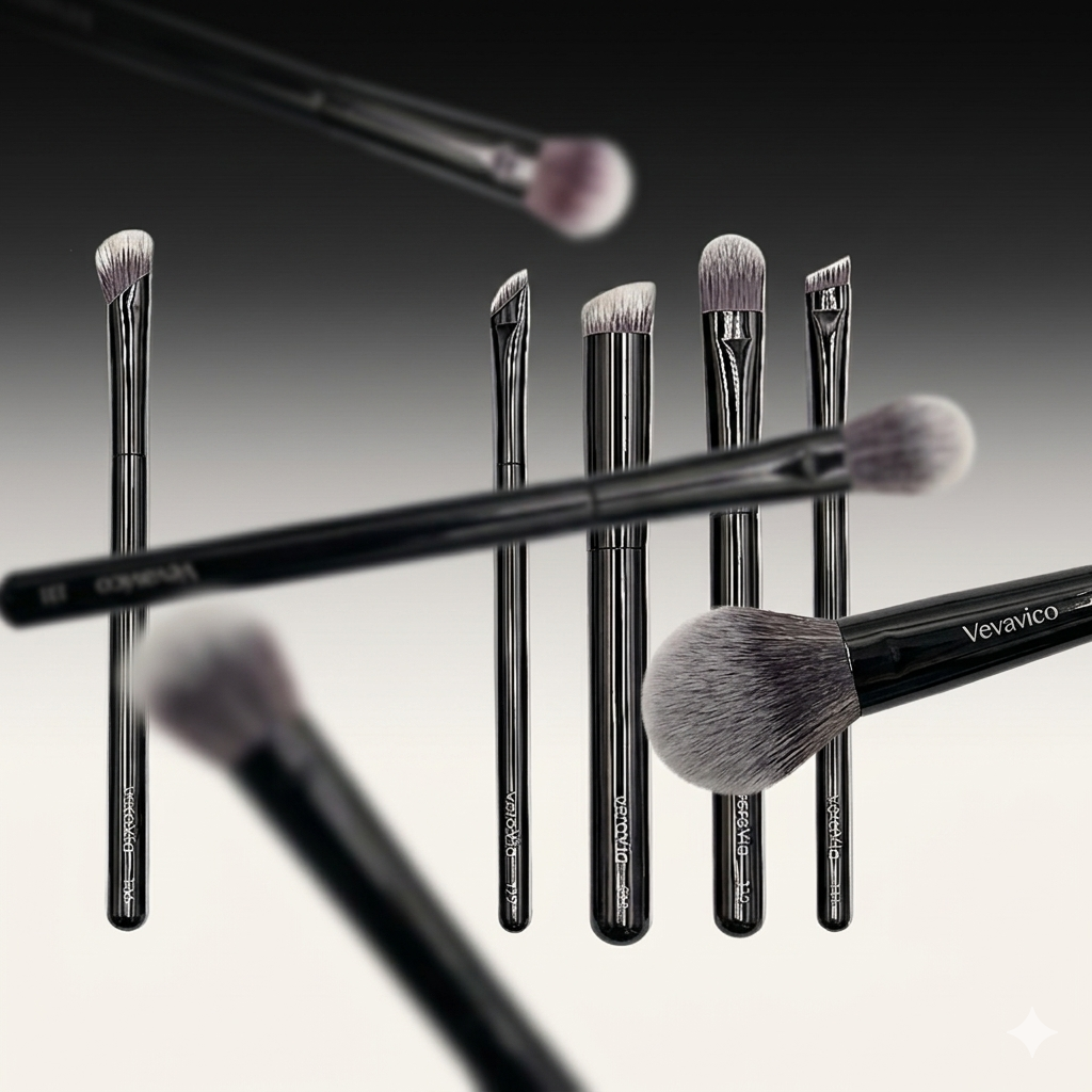 creative studio floating arrangement of veraVia professional cosmetics tools