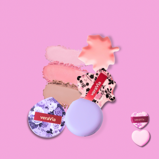 veraVia Stardust Rubycell Powder Puff Set - 6 Pcs Makeup Sponge Kit
