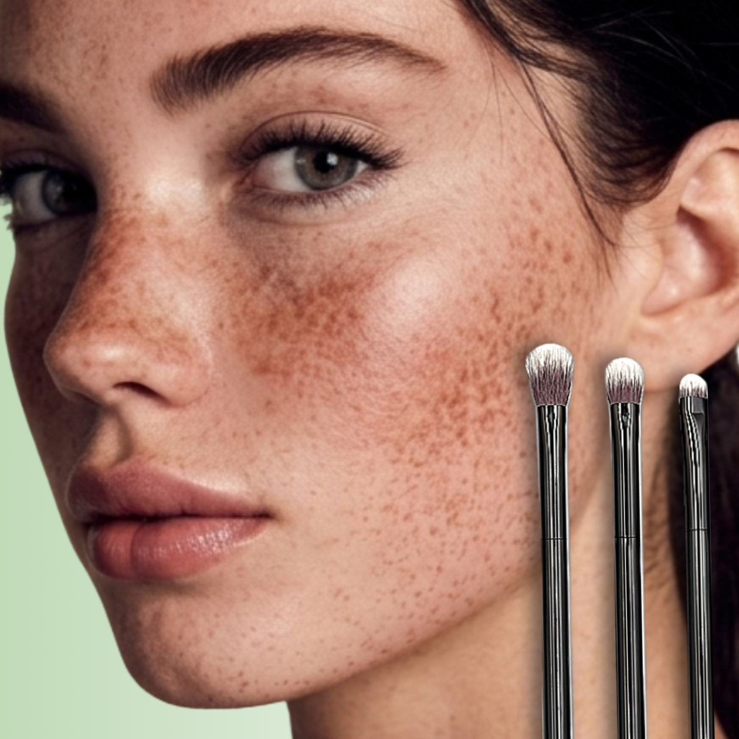 professional freckled model everyday shadow blending with veraVia 3pc eye brush kit