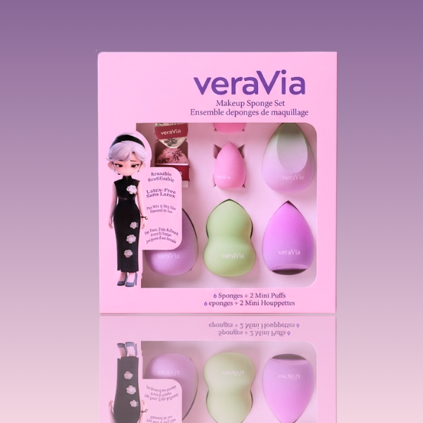 veraVia Ultimate Eight Makeup Sponge Set - 8 Pcs Beauty Blender Kit - VeraVia