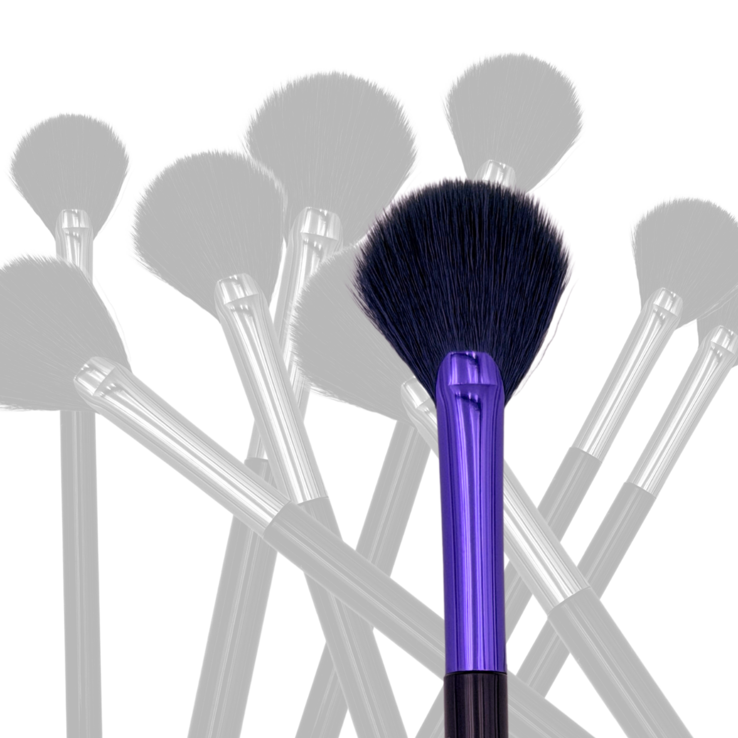 transparent overlay design of multiple veraVia vegan fan shaped highlight brushes
