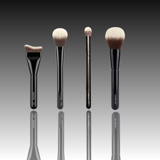veraVia Allure Essential 4 piece premium vegan travel makeup brush set