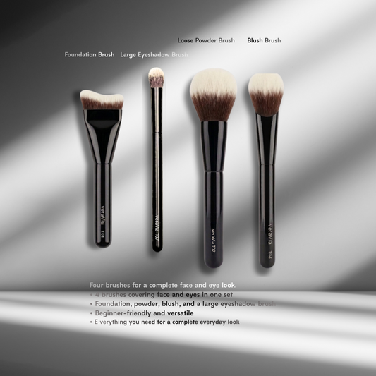 veraVia Allure Essential 4pc Makeup Brush Set - Travel Essentials