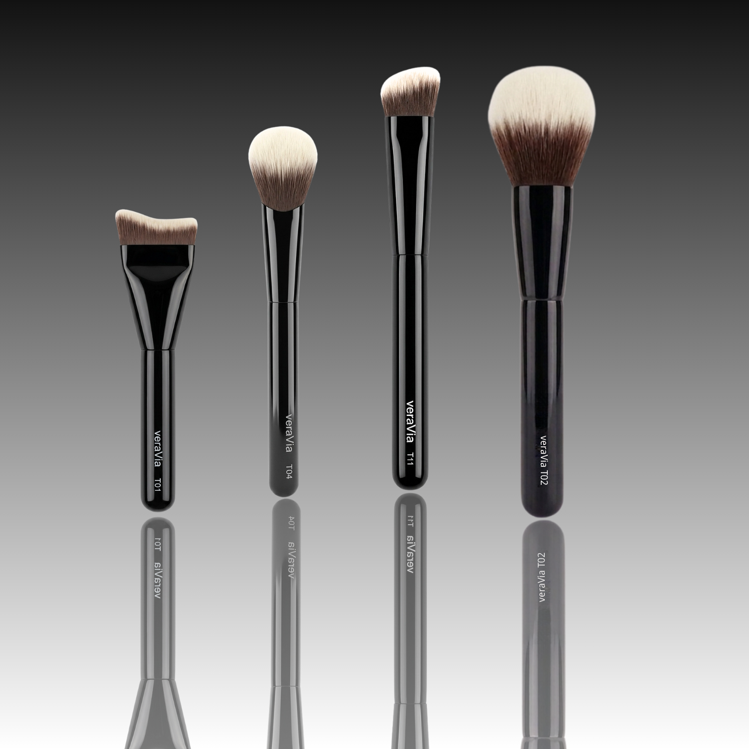 veraVia Canada LumiBase 4 piece premium vegan full face base makeup brush set