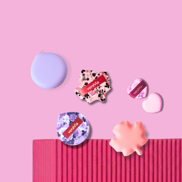 veraVia Stardust Rubycell Powder Puff Set - 6 Pcs Makeup Sponge Kit