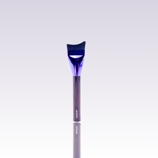 veraVia amethyst foundation makeup brush with premium purple crescent bristle and reflection