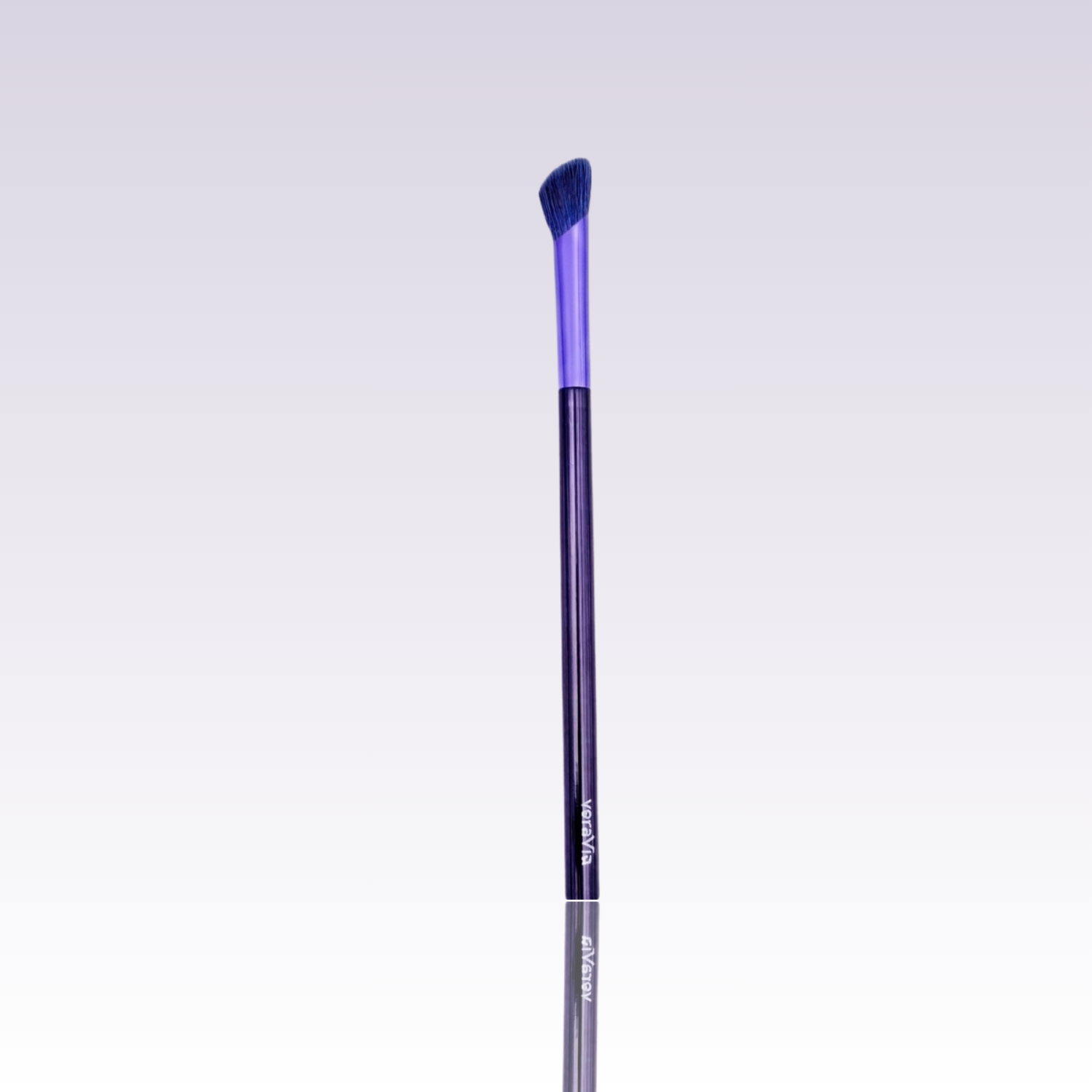 veraVia amethyst nose contour makeup brush with premium purple bristle and mirror reflection