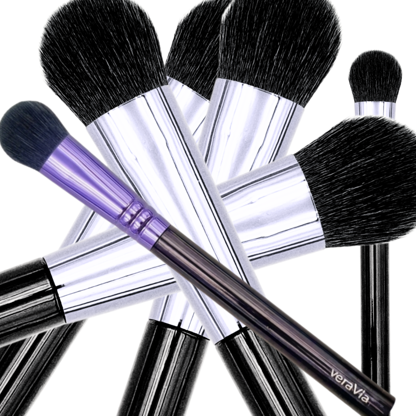veraVia amethyst series premium professional vegan makeup brush set collection