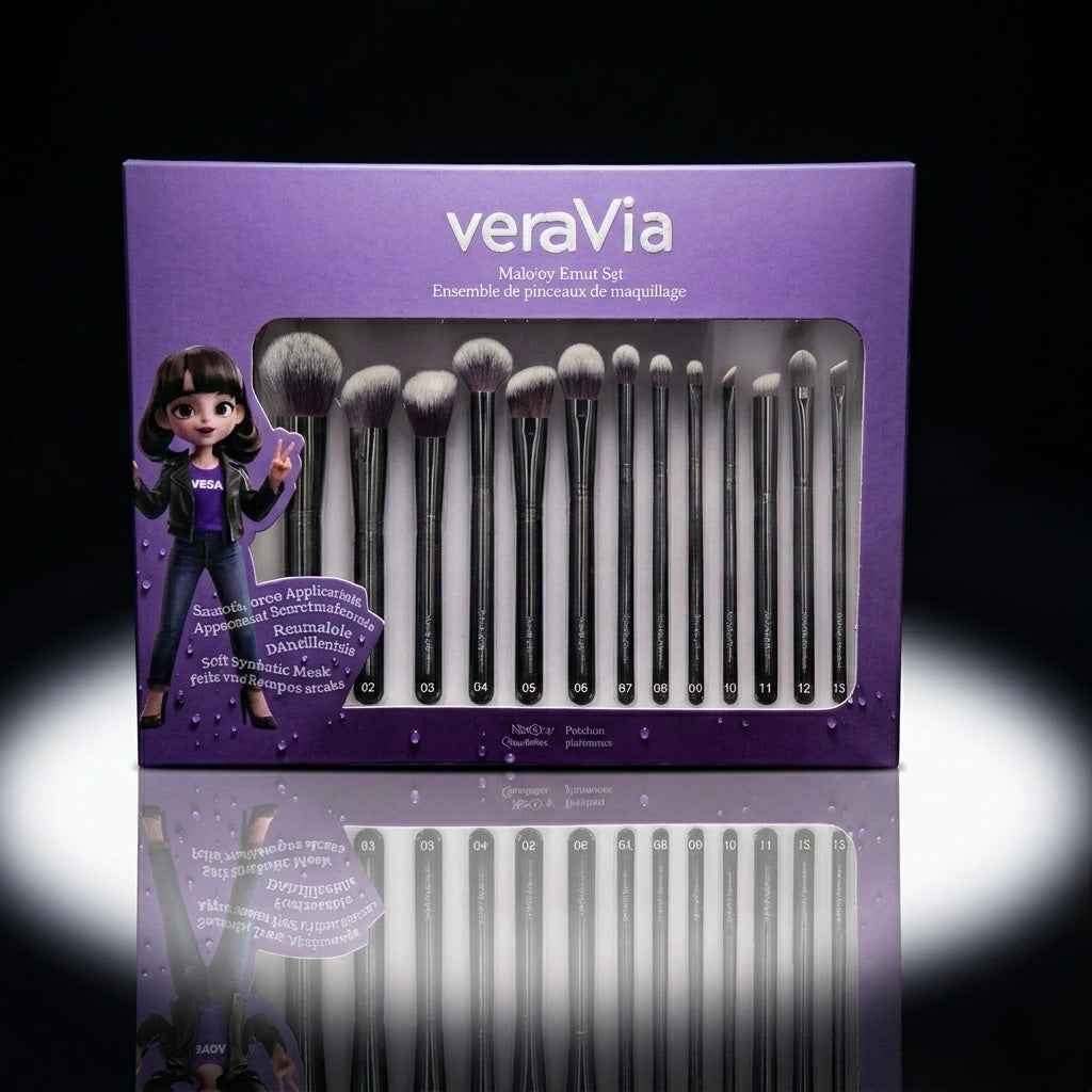veraVia Flawless All 12pc Makeup Brush Set - Professional Kit