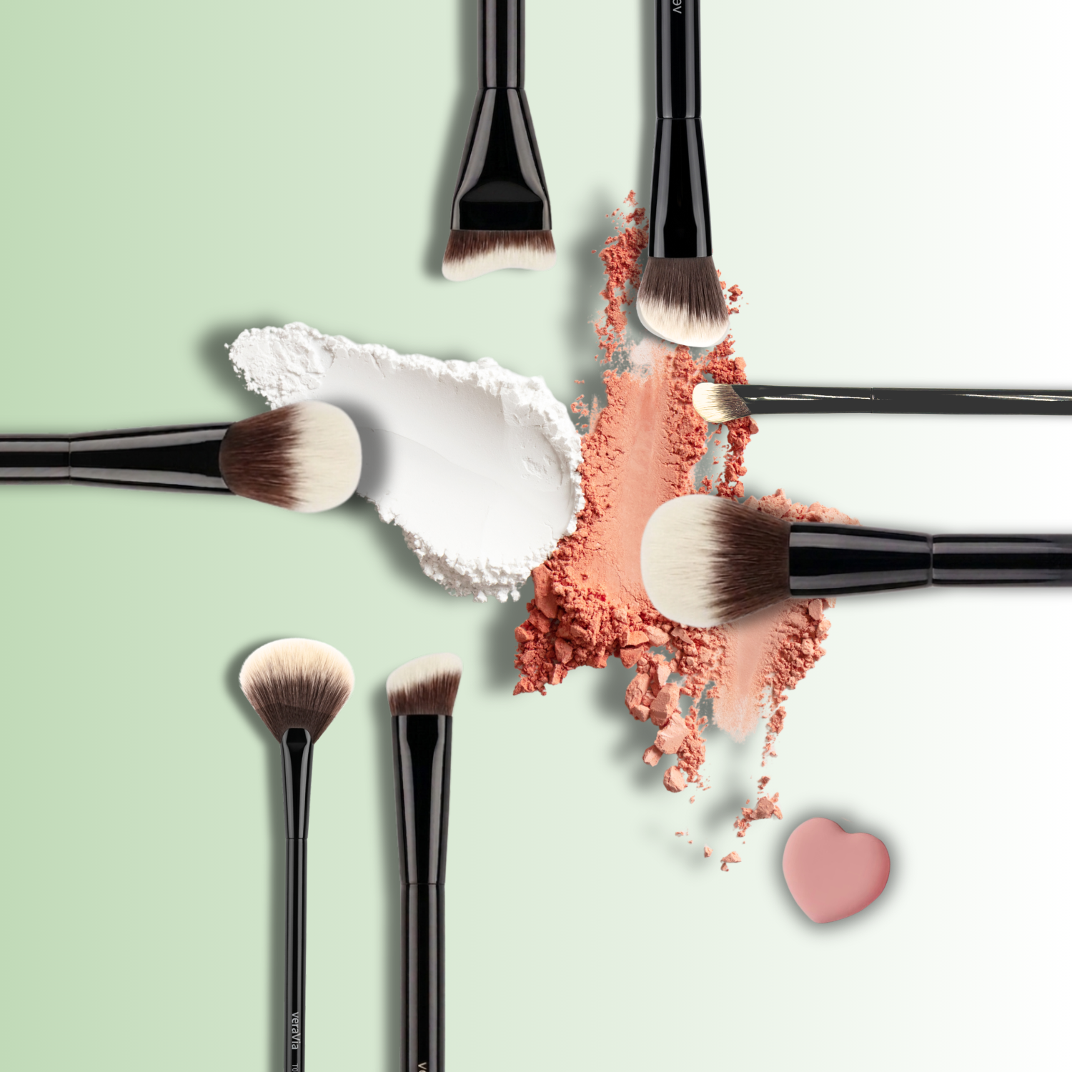 veraVia LumiFlawless 8pc Makeup Brush Set - Water-Glass Skin Kit