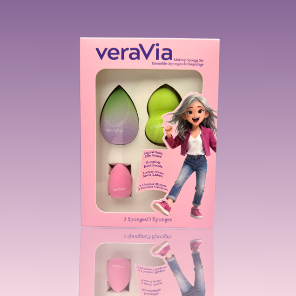 veraVia premium 3 pieces blush harmony makeup sponge gift box packaging