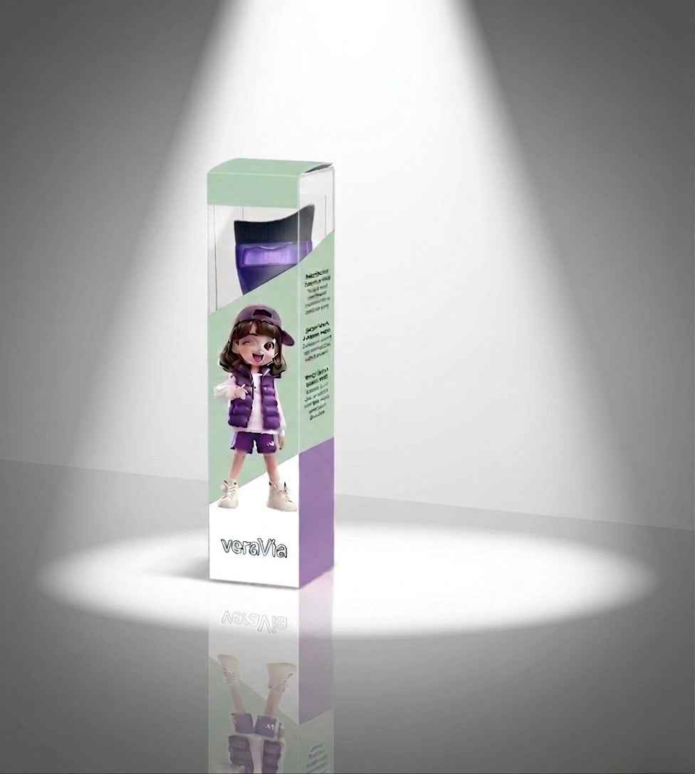 veraVia Amethyst Foundation Makeup Brush - Crescent Buffing Brush