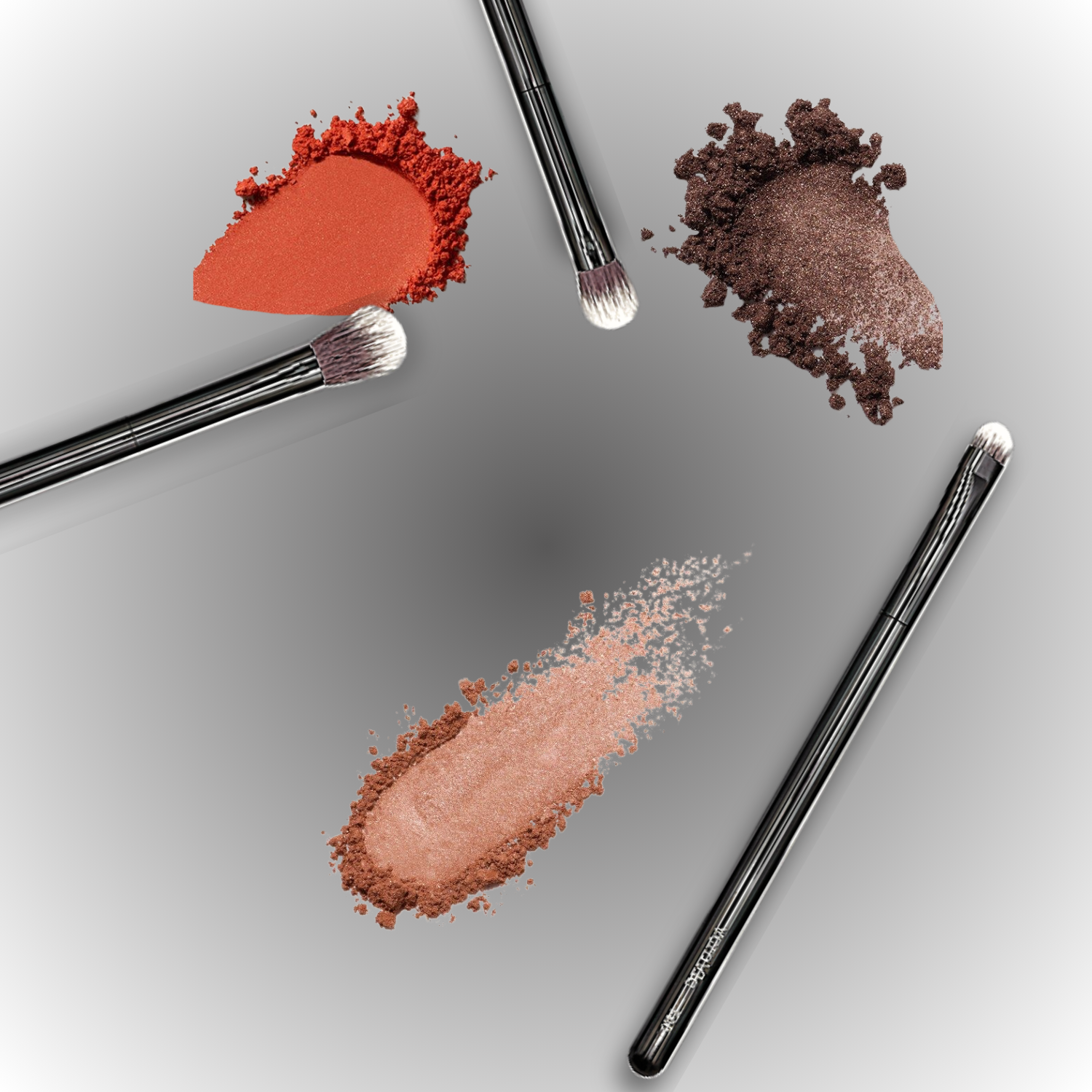 veraVia professional eye brushes styled over colorful scattered cosmetics eyeshadow powder