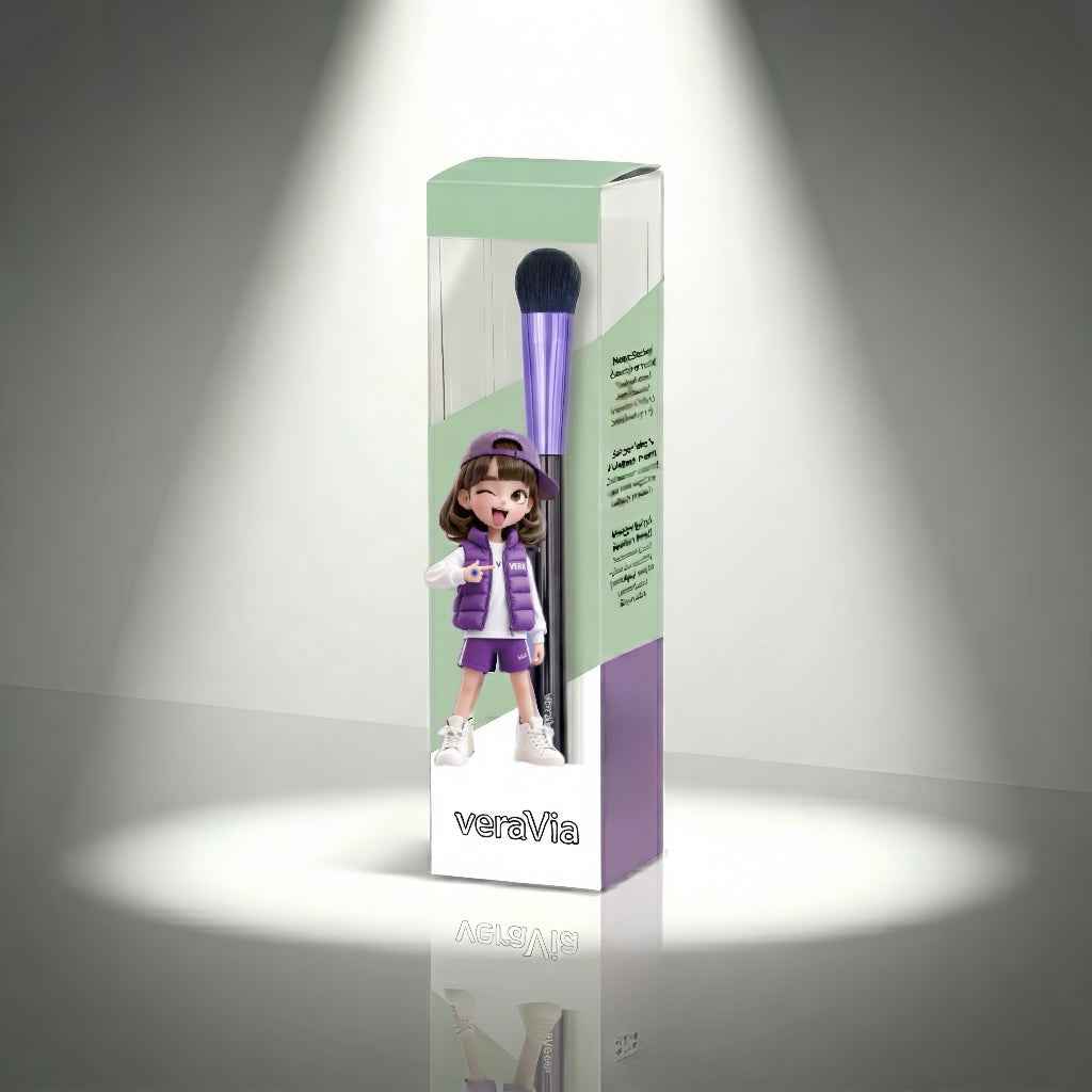 veraVia Amethyst Concealer Makeup Brush - Flat Round Under Eye Brush