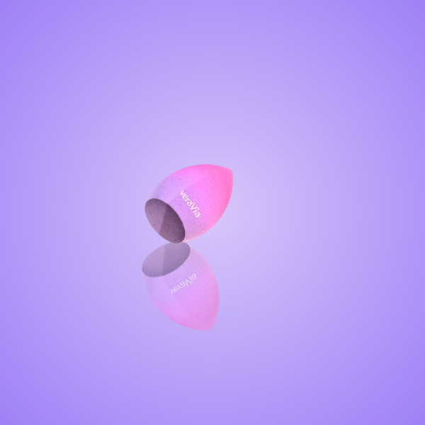 veraVia purple pink gradient olive shaped makeup sponge with mirror reflection