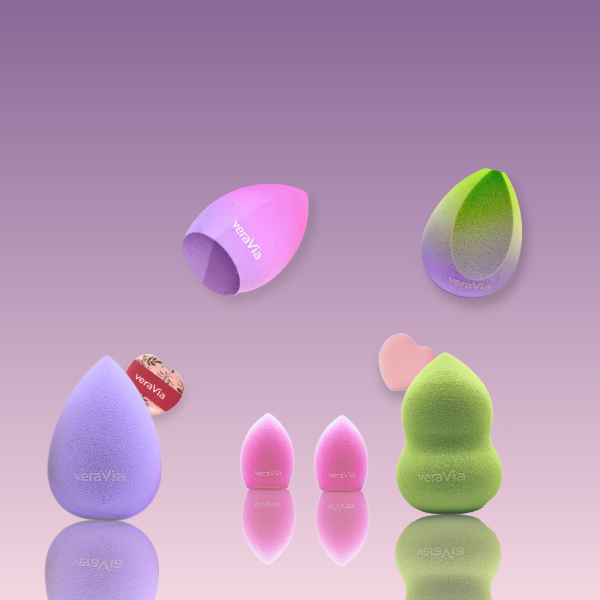 veraVia ultimate eight makeup sponge set with lavender and gradient beauty blenders