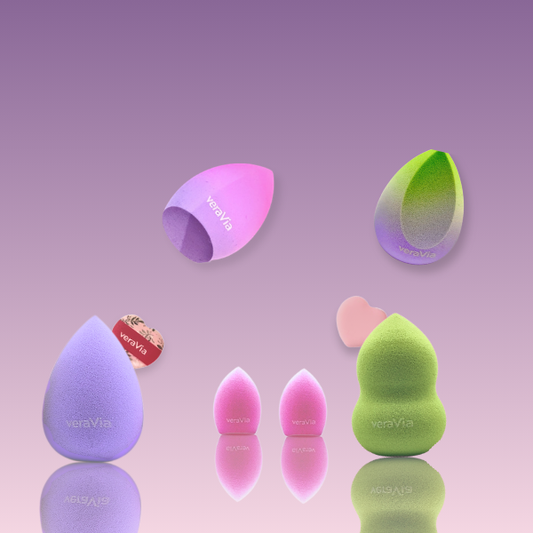veraVia ultimate eight makeup sponge set with lavender and gradient beauty blenders