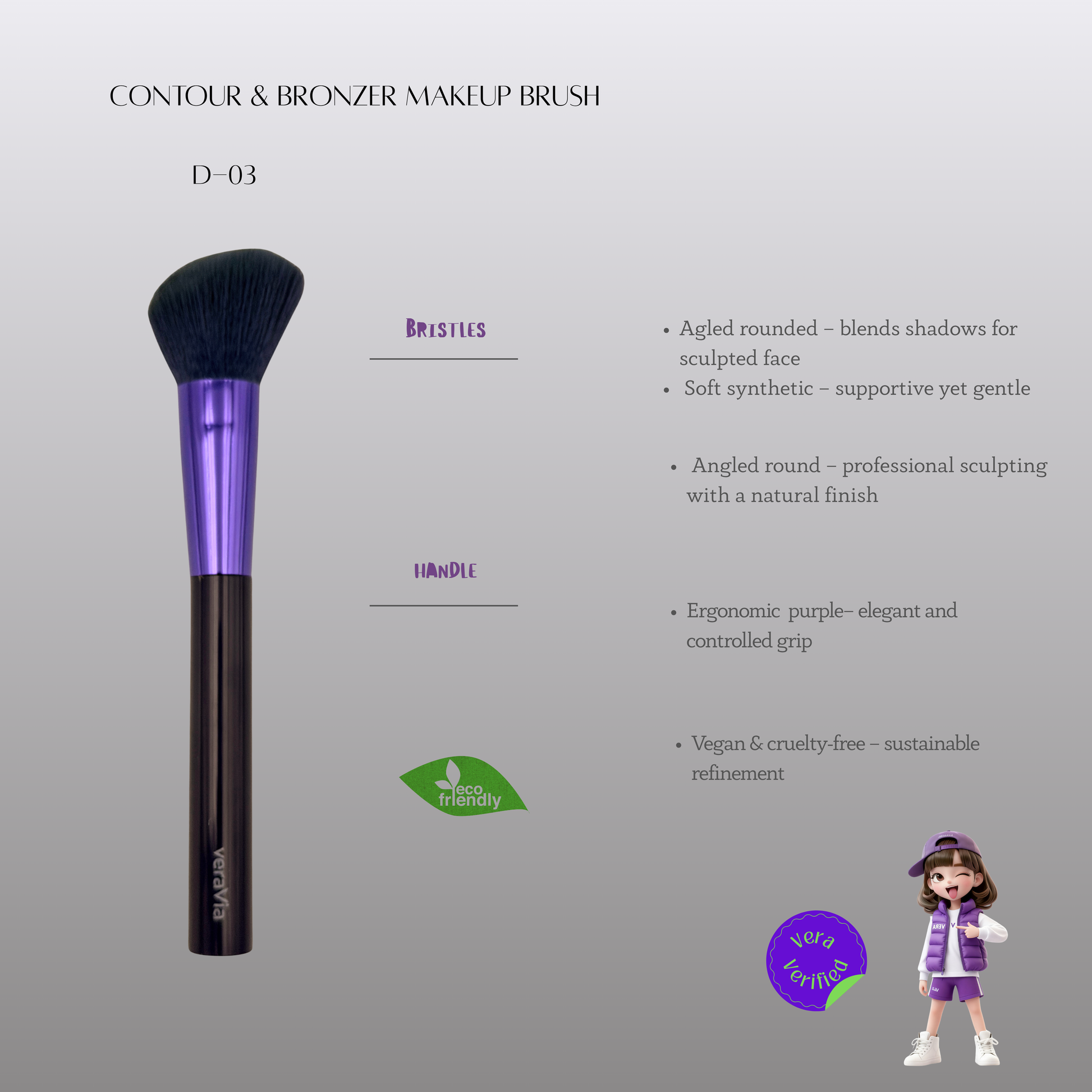 veraVia angled contour brush function guide with clean beauty leaf icon